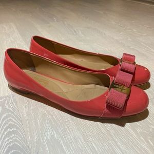 Ferragamo Varina Pink Ballet Flat Bow 6.5